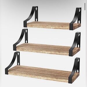 Wall Shelves Set of 3 Floating Shelves Holds up to 44 lbs Rustic Wood